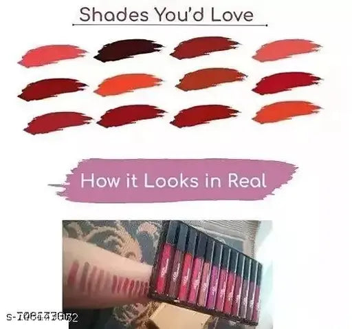 MLR RED  Edition Set of 12 Liquid Lipsticks Matte Finish Long Lasting Lipstick Combo Pack  (Muticolor, 64 ml)