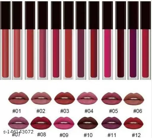 MLR RED  Edition Set of 12 Liquid Lipsticks Matte Finish Long Lasting Lipstick Combo Pack  (Muticolor, 64 ml)