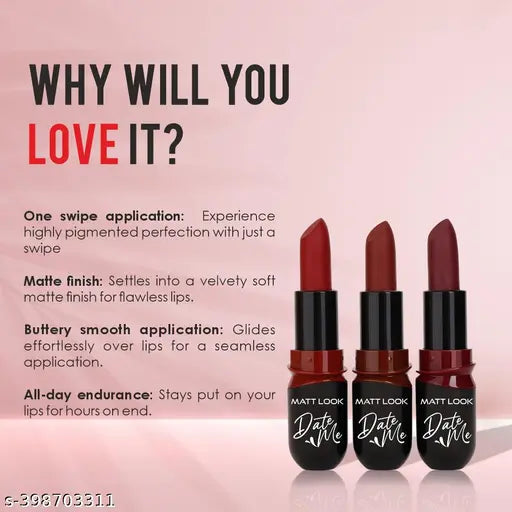 Mattlook Date Me Long Stay Lipstick - Maroons & Wines