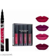 Red edition Long Wearing & Transfer Resistant Longlasting Liquid 4 in 1 Lipstick Smudgeproof & Waterproof (Pack of 5)  100 gm