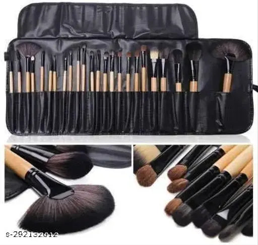 pack of 24 lather makeup brushes with pouch